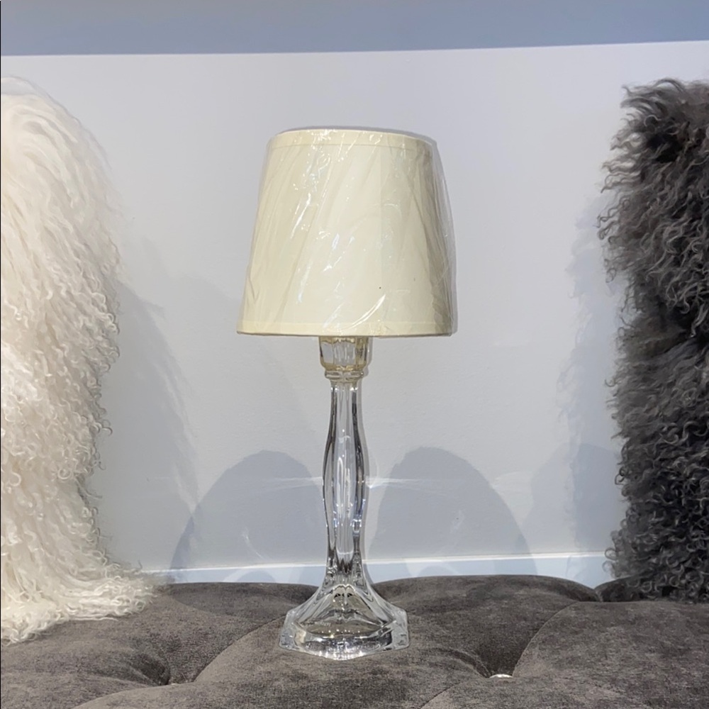 Elegant Crystal Table Lamp with Cream Shadow